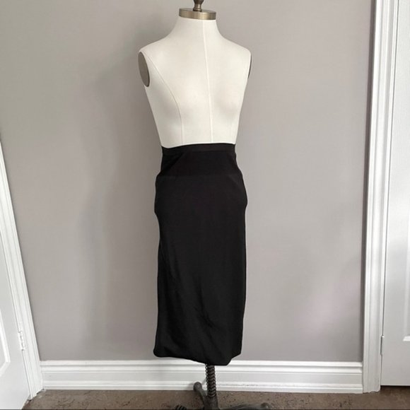 Rick Owens Glitter ‘17 Black Wool Silk Pull-on Midi Pencil Pillar Skirt - 40/S - Picture 7 of 8